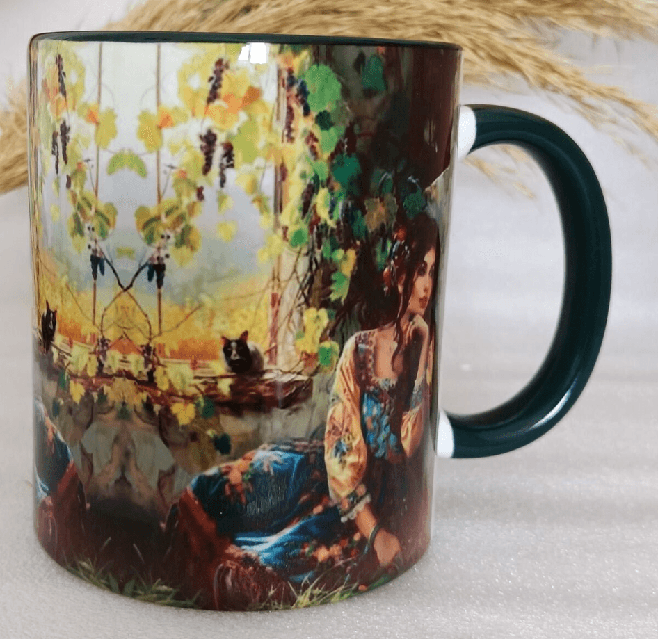 Vintage baskı büyük boy kupa