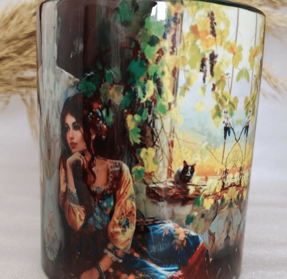 Vintage baskı büyük boy kupa