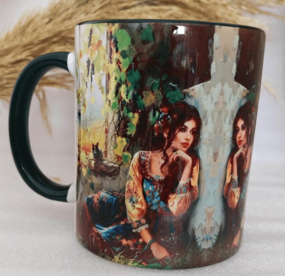 Vintage baskı büyük boy kupa