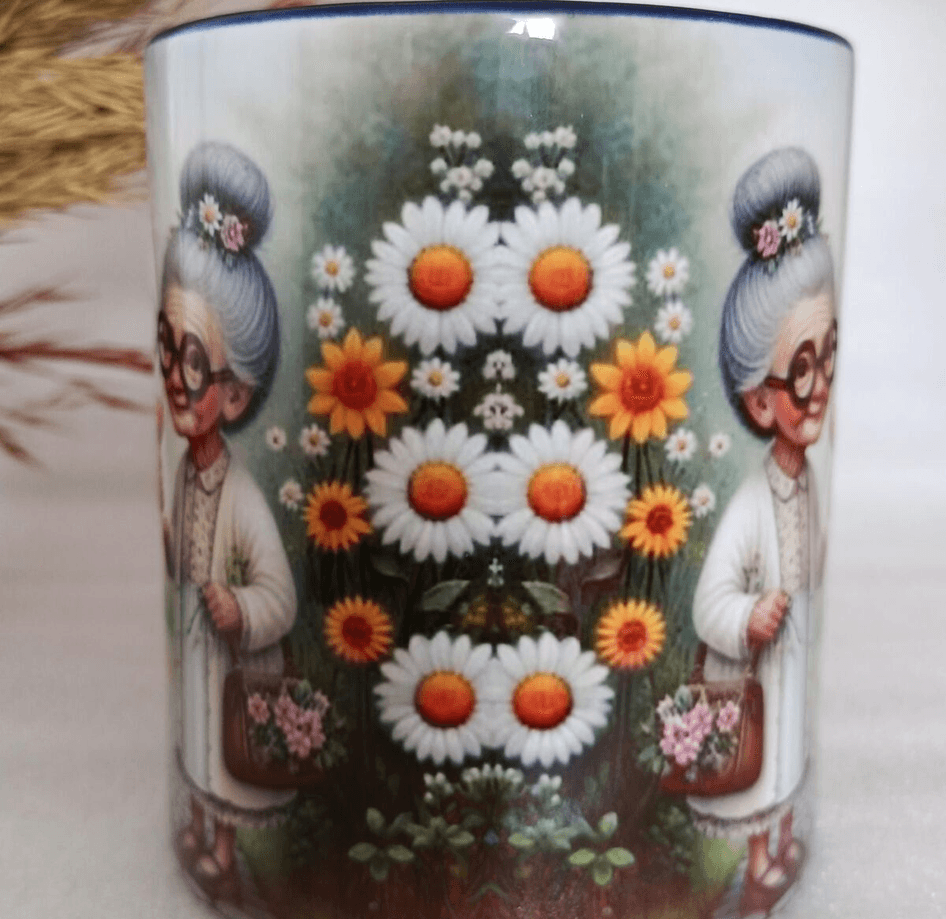 Vintage baskı büyük boy kupa