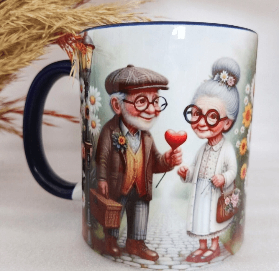 Vintage baskı büyük boy kupa