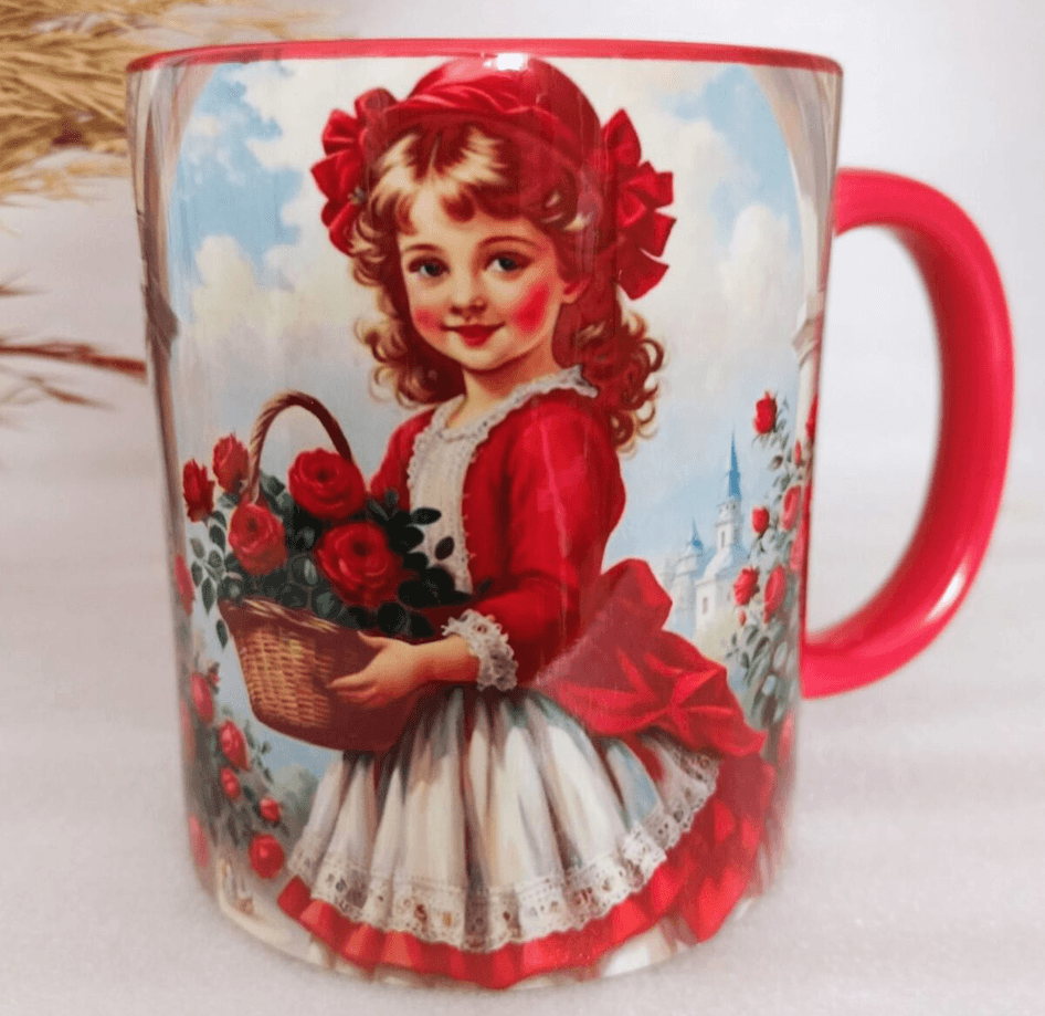 Vintage baskı büyük boy kupa