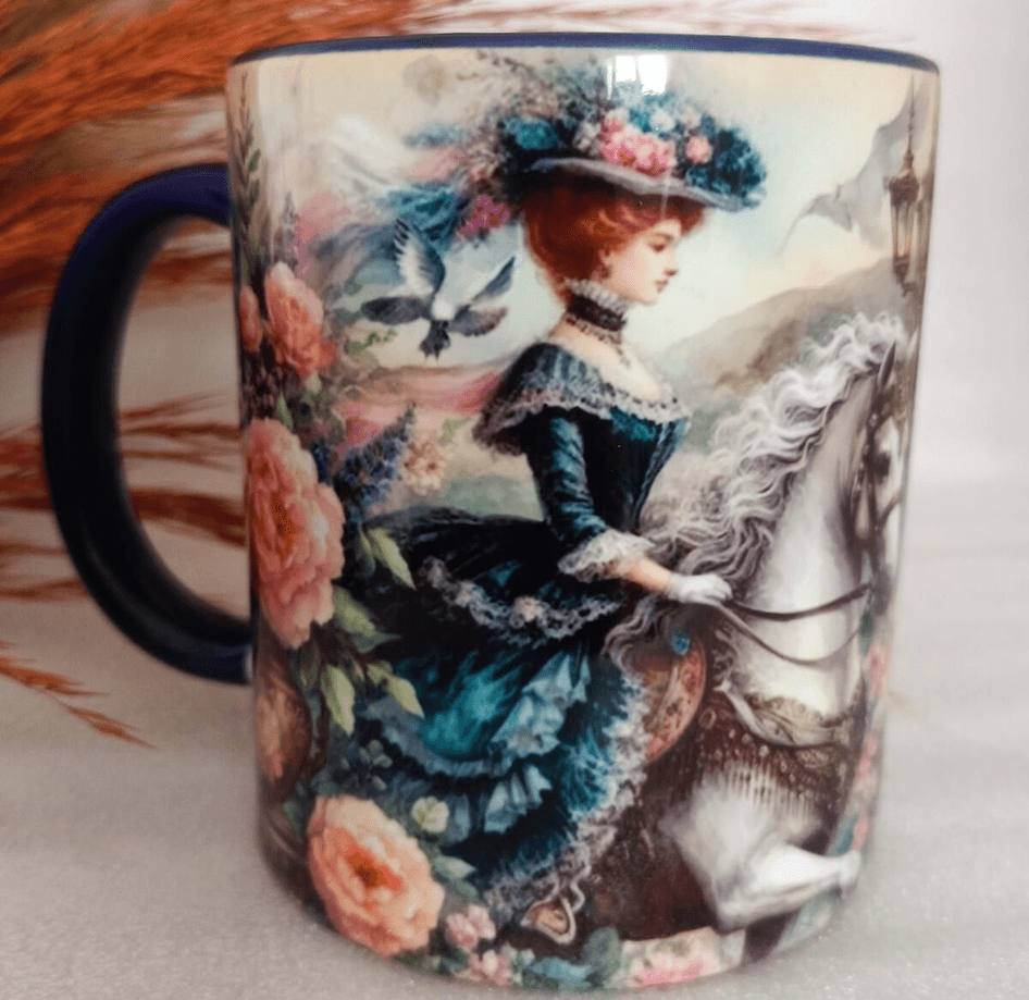 Vintage baskı büyük boy kupa