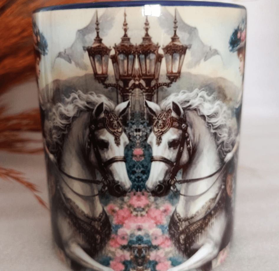 Vintage baskı büyük boy kupa