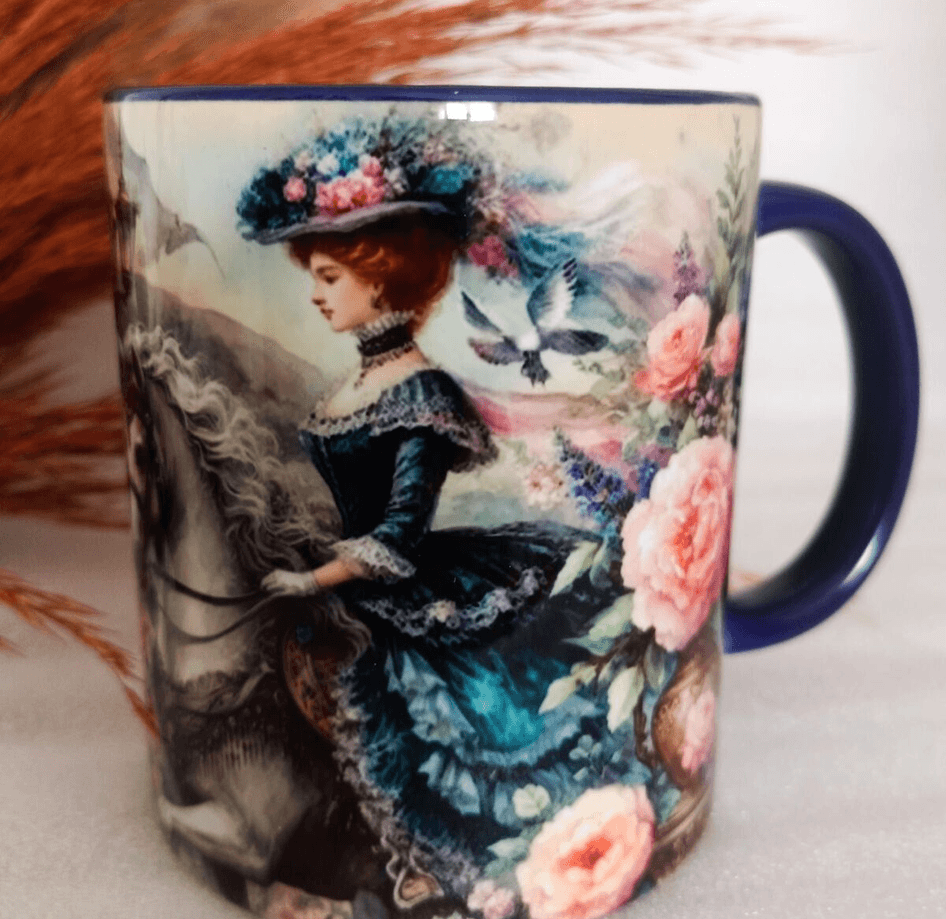 Vintage baskı büyük boy kupa