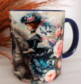 Vintage baskı büyük boy kupa