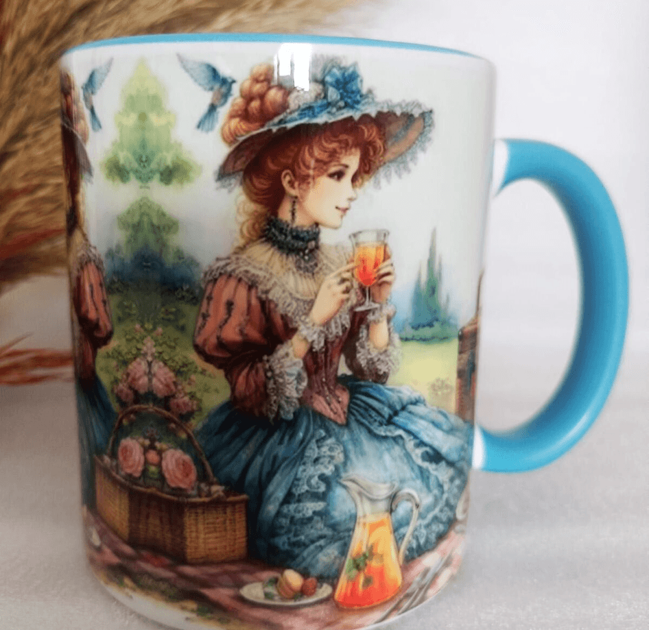 Vintage baskı büyük boy kupa