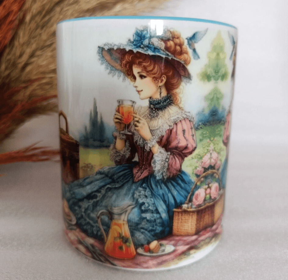 Vintage baskı büyük boy kupa