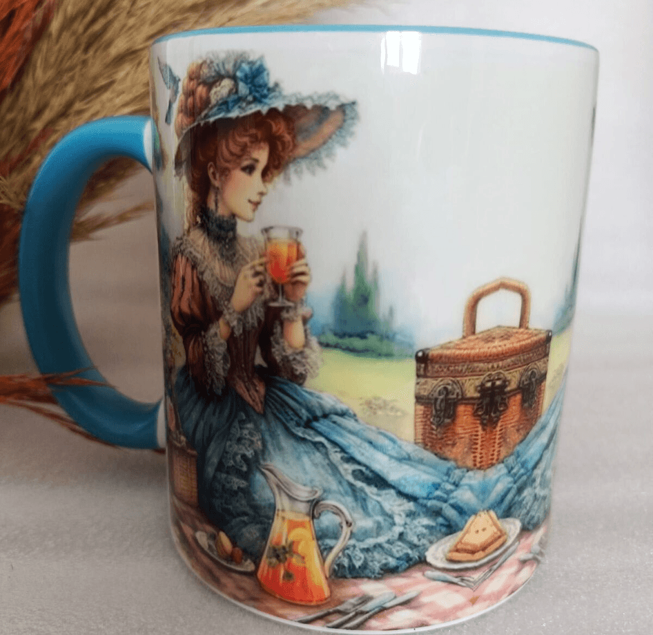 Vintage baskı büyük boy kupa