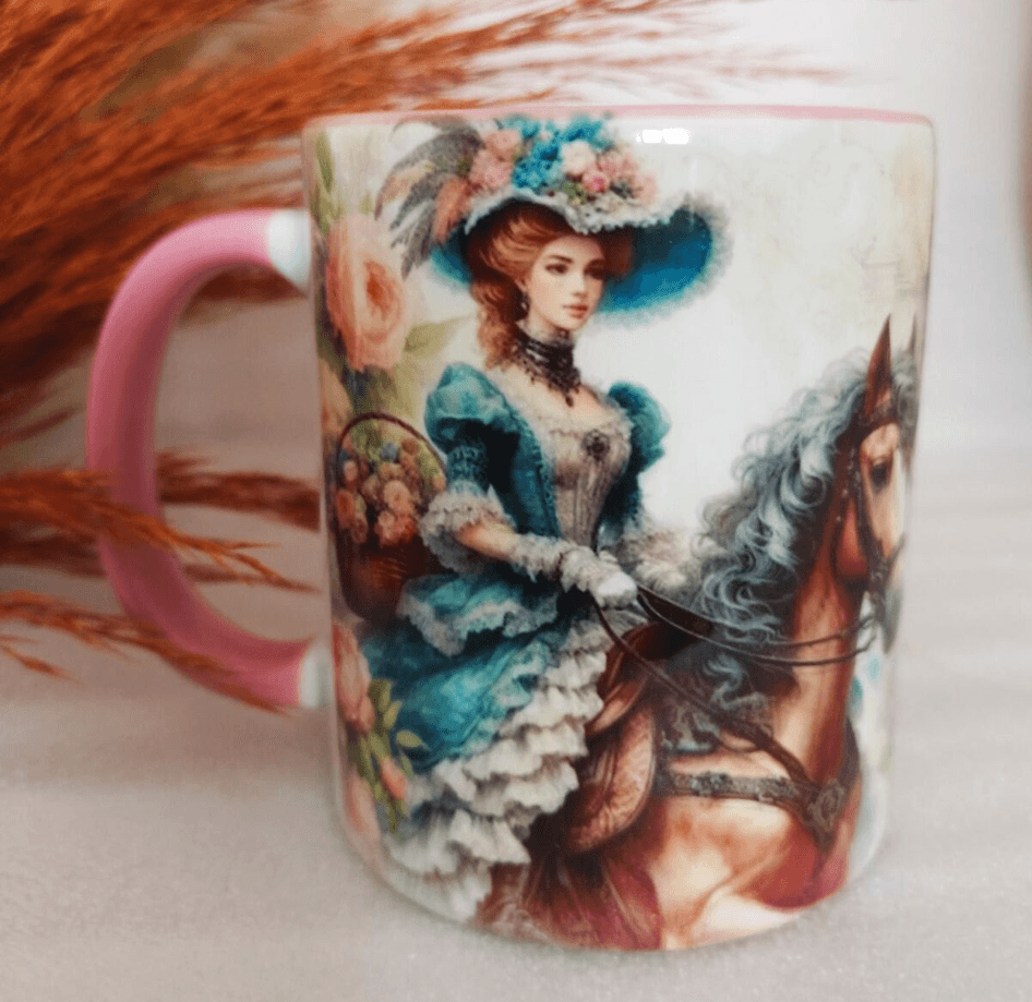 Vintage baskı büyük boy kupa