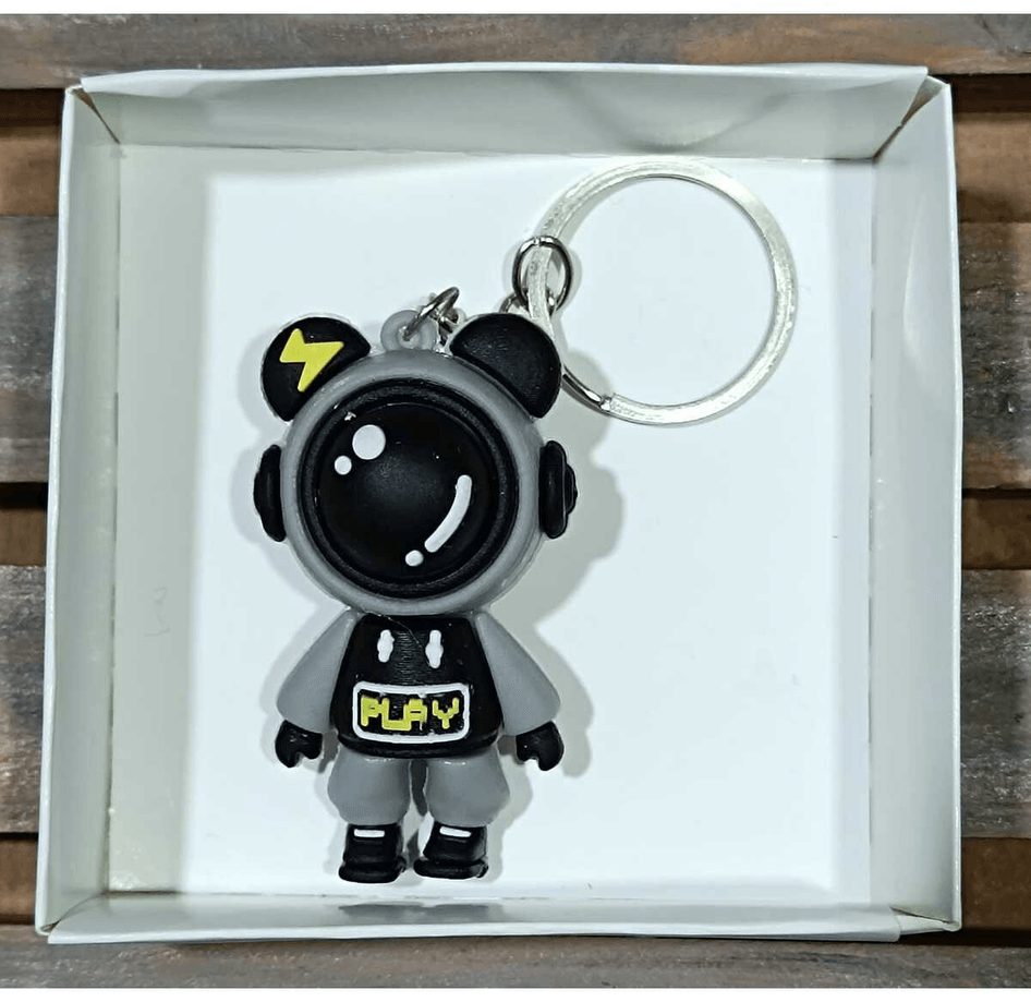 Astronot gri silikon lüks anahtarlık çanta aksesuar