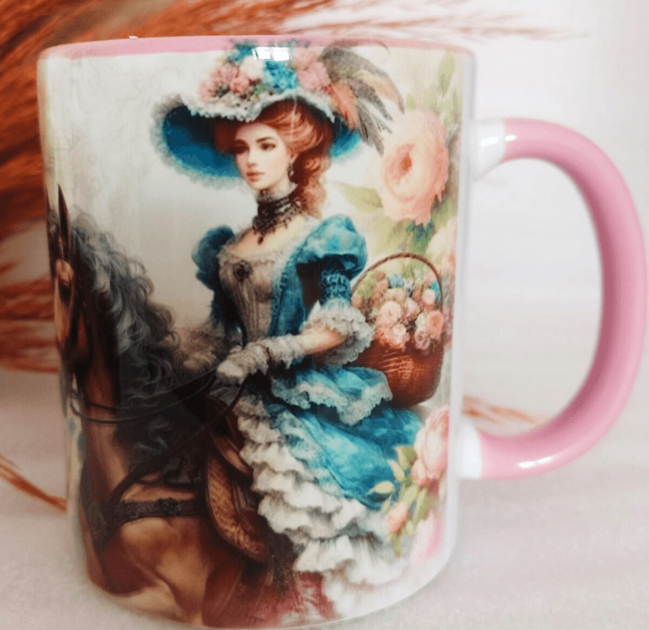 Vintage baskı büyük boy kupa