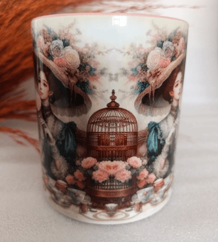 Vintage baskı büyük boy kupa