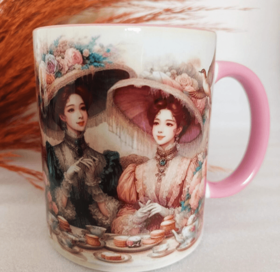 Vintage baskı büyük boy kupa