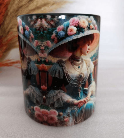 Vintage baskı büyük boy kupa