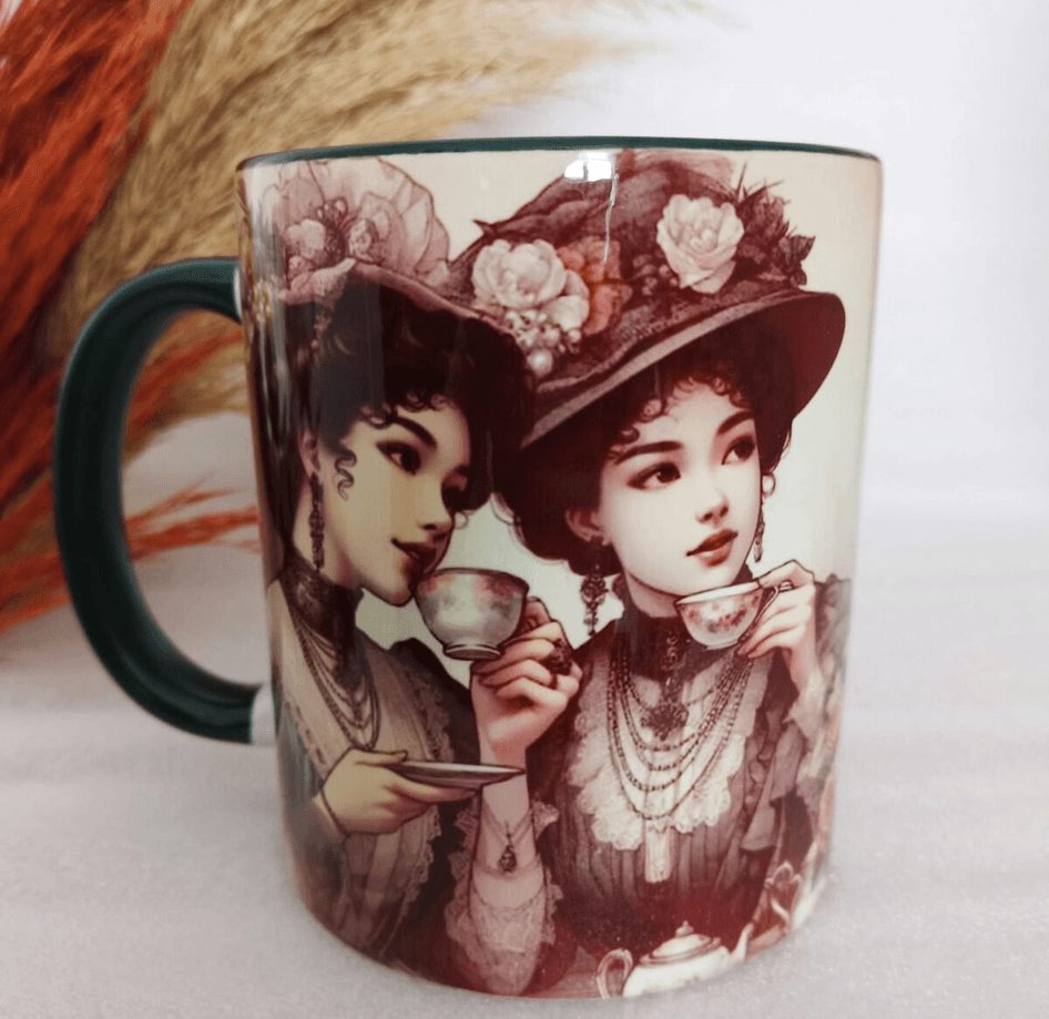 Vintage baskı büyük boy kupa