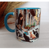 Vintage baskı büyük boy kupa