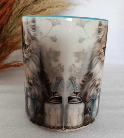 Kedi Vintage Baskı Büyük Boy Kupa