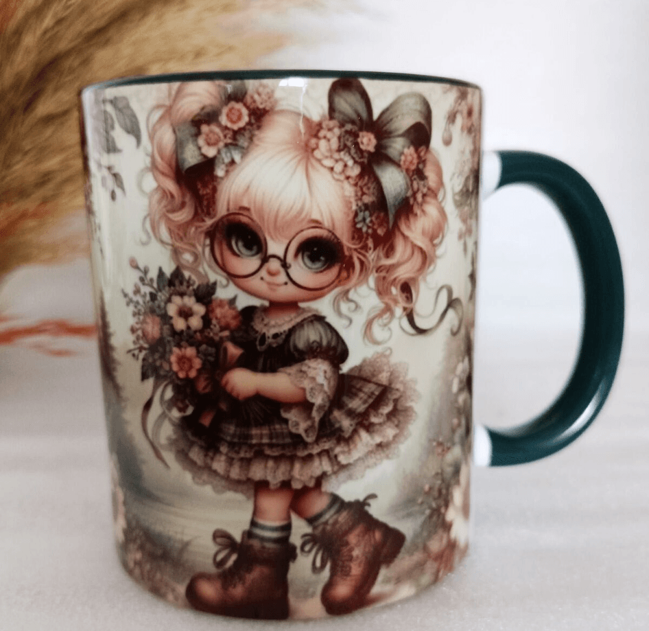 Vintage baskı büyük boy kupa