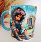 Vintage baskı büyük boy kupa