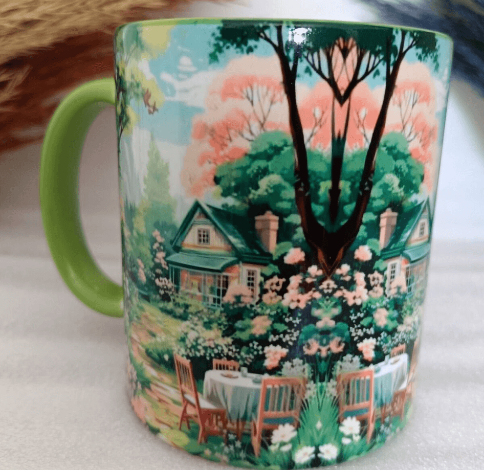 Vintage baskı büyük boy kupa