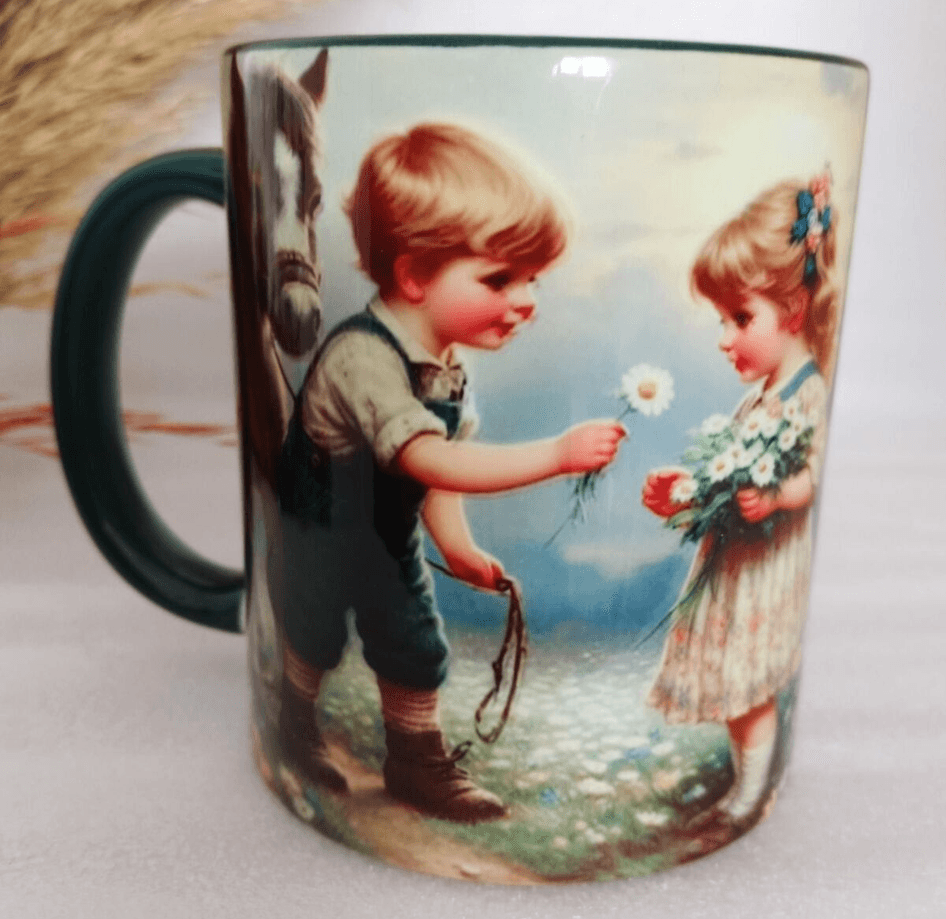 Vintage baskı büyük boy kupa