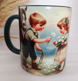 Vintage baskı büyük boy kupa