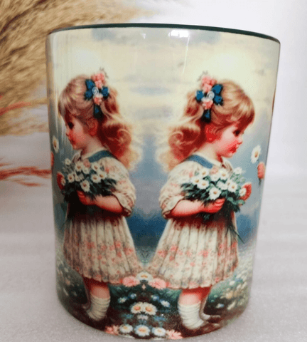 Vintage baskı büyük boy kupa