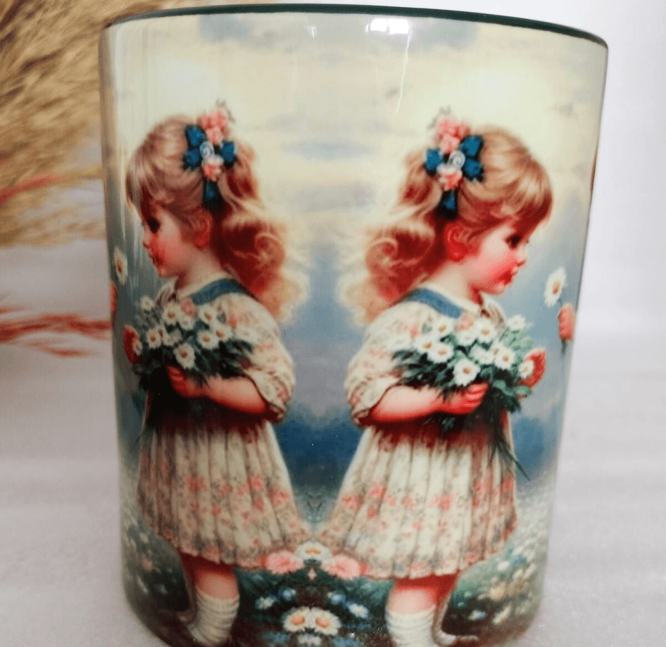 Vintage baskı büyük boy kupa