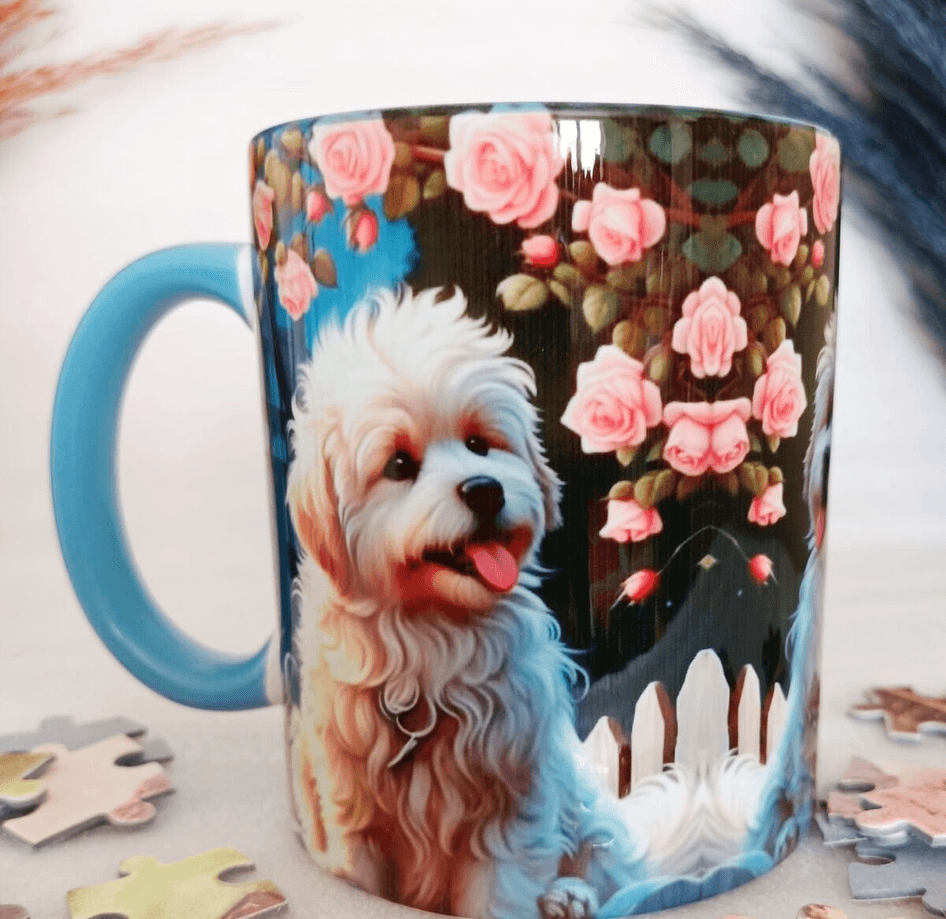 Sevimli köpekcik baskı büyük boy kupa