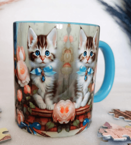 Sevimli kedicik baskı büyük boy kupa