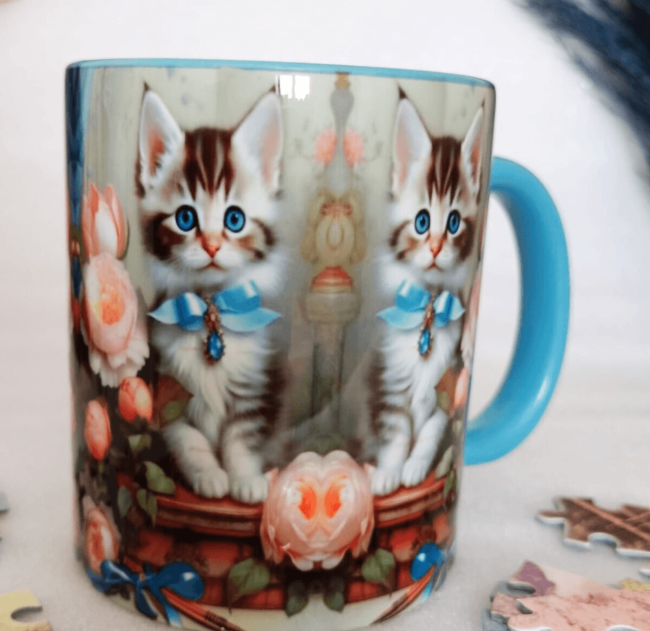 Sevimli kedicik baskı büyük boy kupa