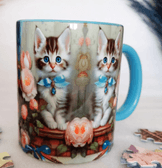 Sevimli kedicik baskı büyük boy kupa