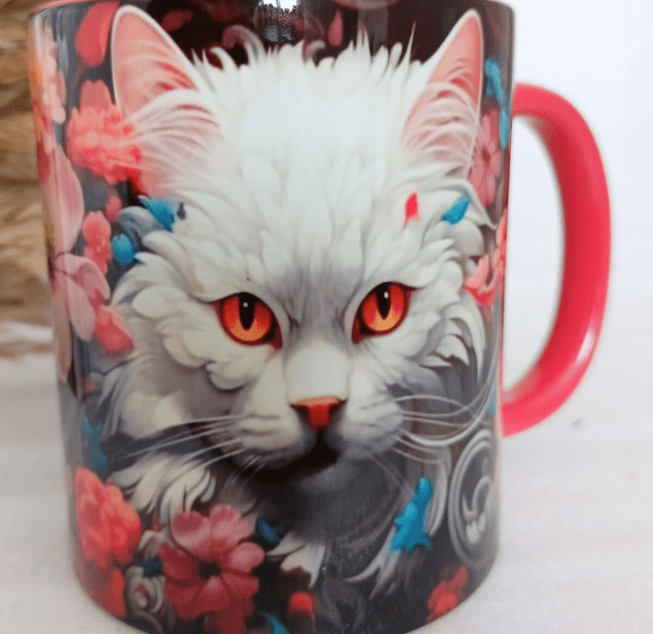 Kedi baskı büyük boy kupa