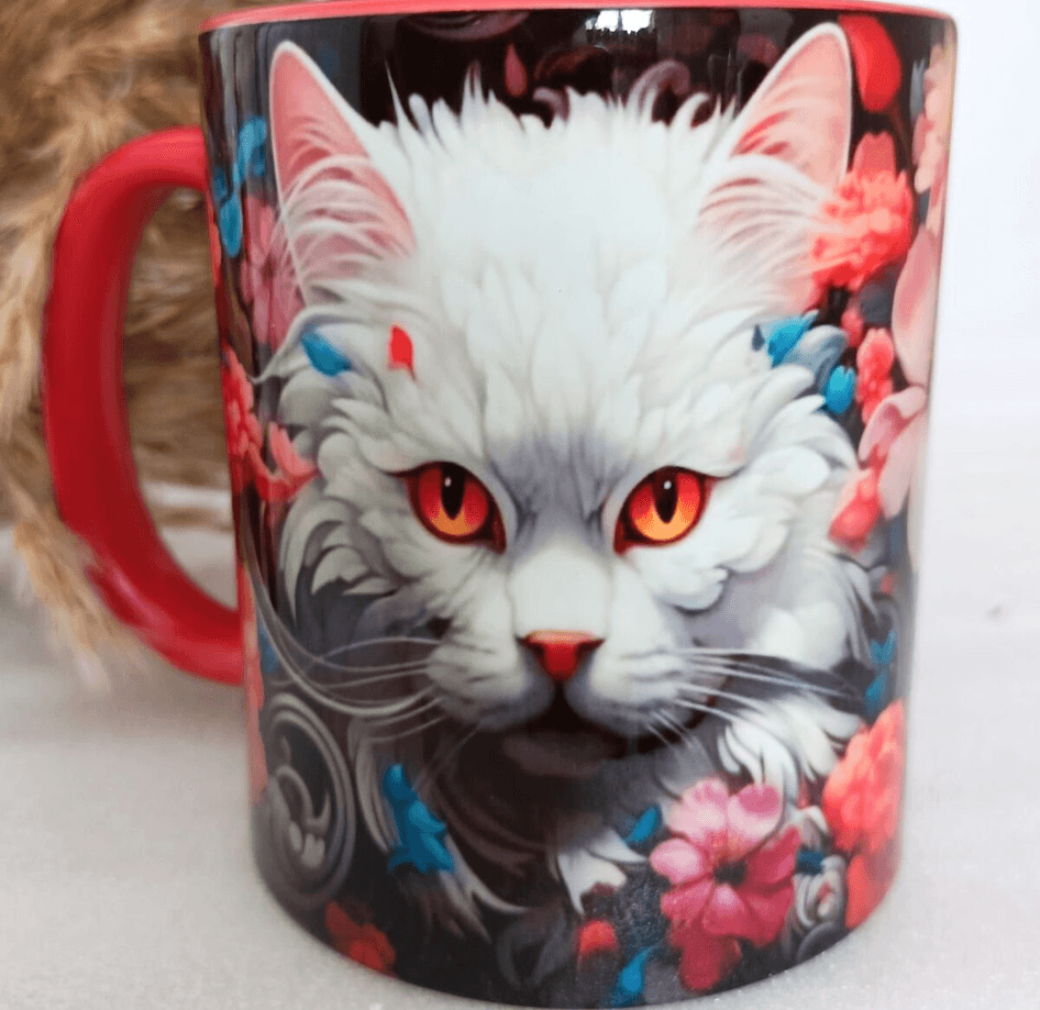 Kedi baskı büyük boy kupa