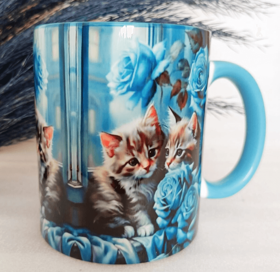 Sevimli kedicikler baskı büyük biy kupa