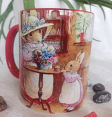 Vintage baskı büyük boy kupa