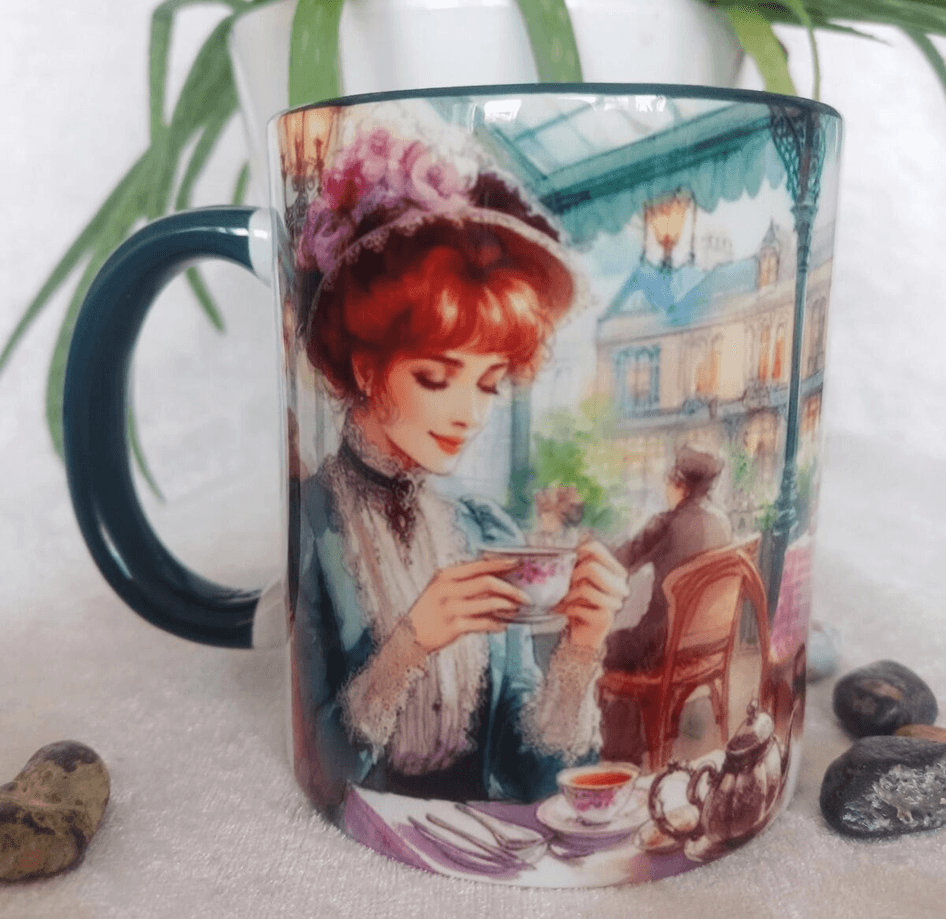 Vintage baskı büyük boy kupa