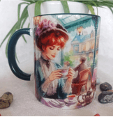 Vintage baskı büyük boy kupa