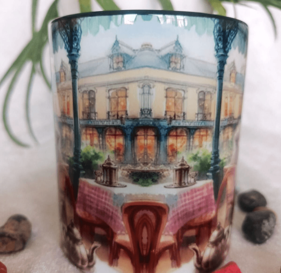 Vintage baskı büyük boy kupa