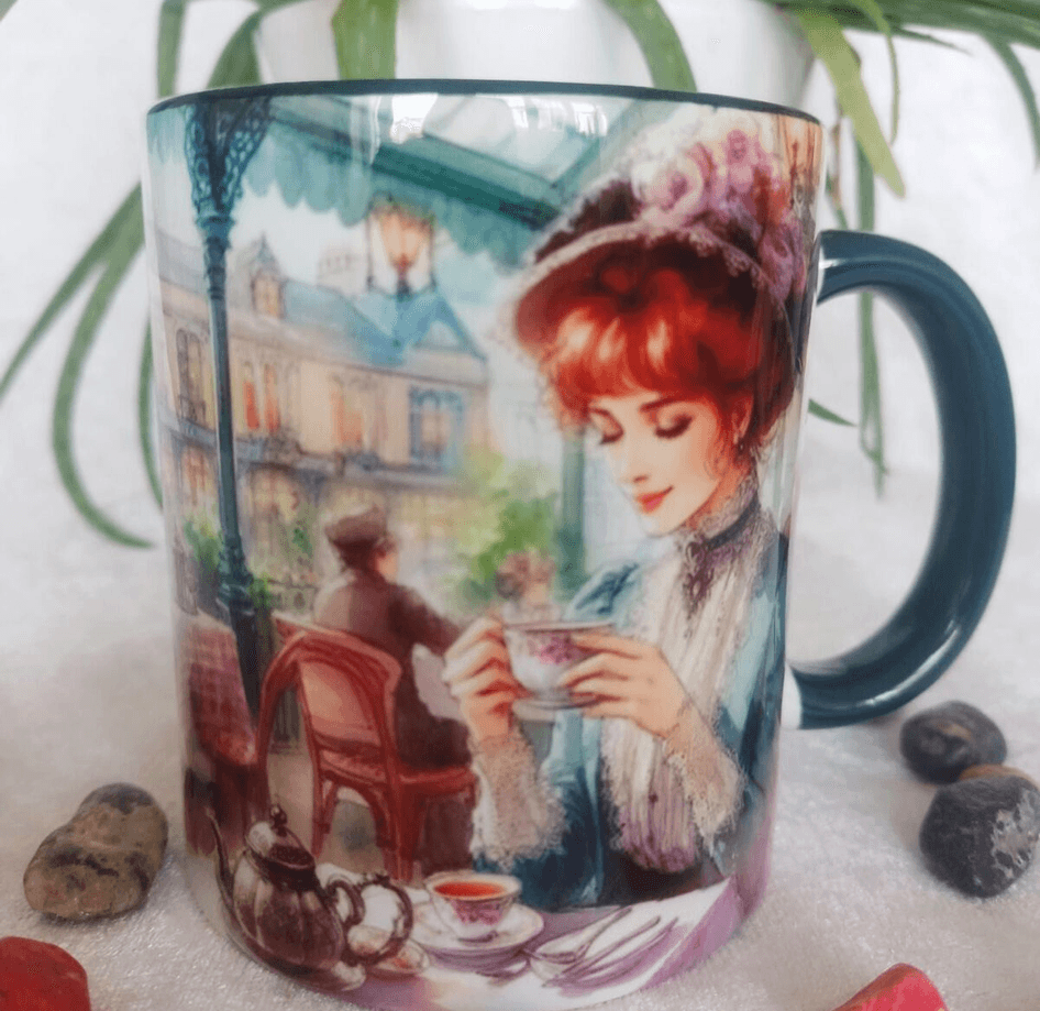 Vintage baskı büyük boy kupa