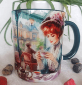 Vintage baskı büyük boy kupa