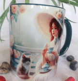 Vintage baskı büyük boy kupa