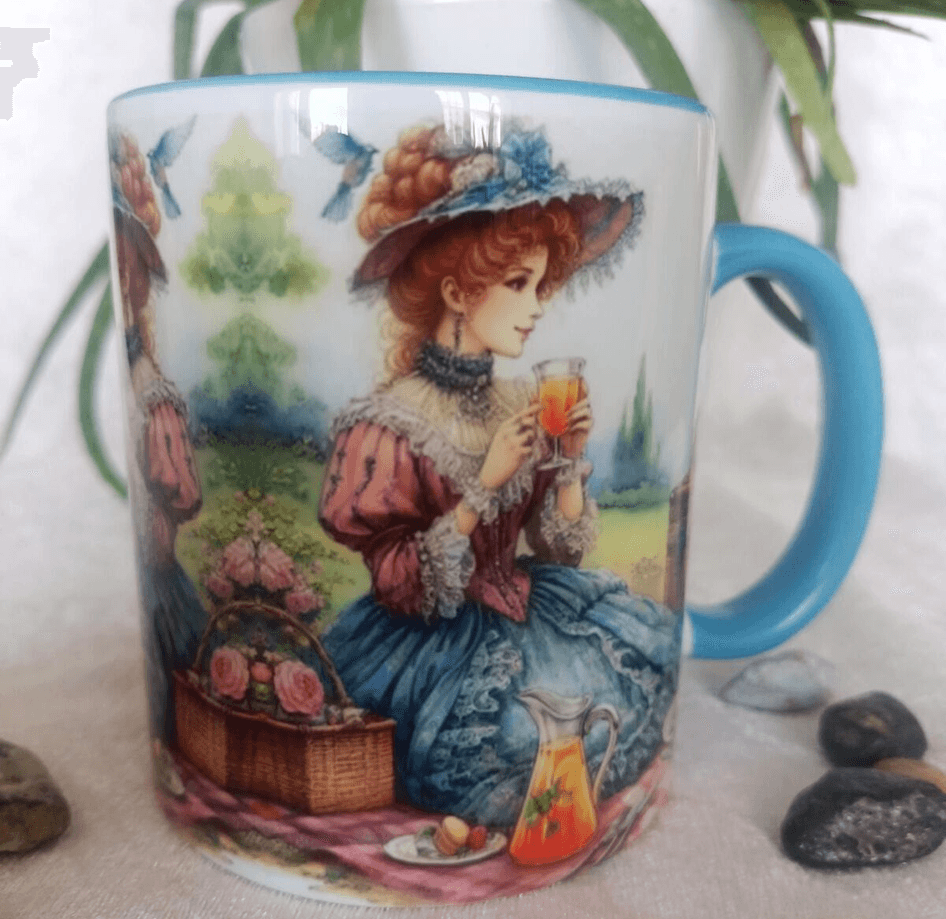 Vintage baskı büyük boy kupa