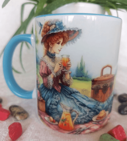 Vintage baskı büyük boy kupa