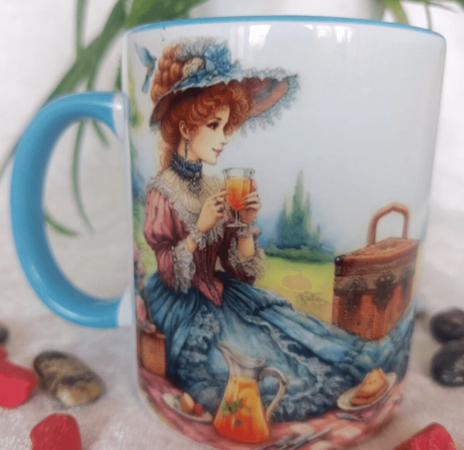 Vintage baskı büyük boy kupa