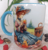 Vintage baskı büyük boy kupa