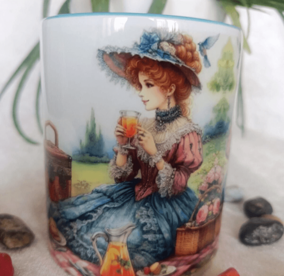 Vintage baskı büyük boy kupa