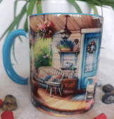 Vintage baskı büyük boy kupa