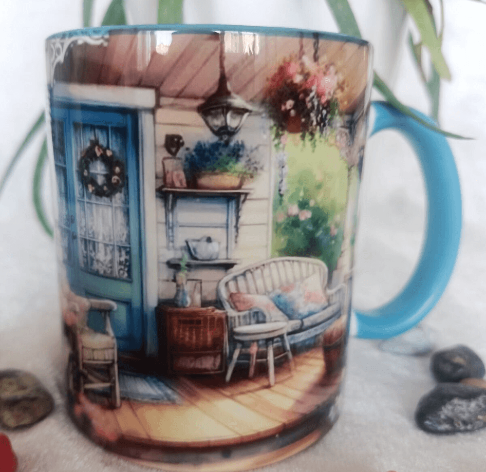 Vintage baskı büyük boy kupa